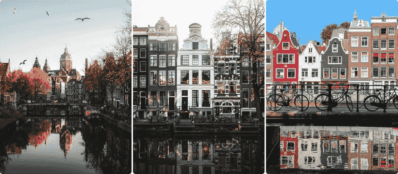 Amsterdam neighbourhood map infographic: Jordaan, De Pijp, Canal Ring, Museum Quarter and Centrum compared with tram lines and district highlights