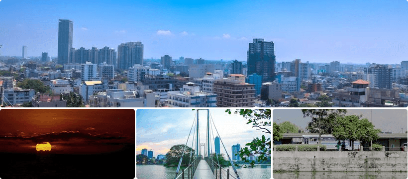 Colombo district map infographic: Fort, Pettah, Colombo 3-7, Galle Face and day trip destinations compared with transport routes